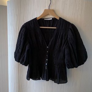 FRAME Smocked Cotton Summer Blouse